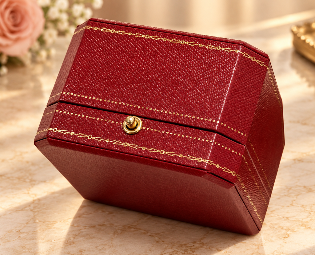 Cartier Signature Love Ring Box Red Travel Case Empty Gift Box