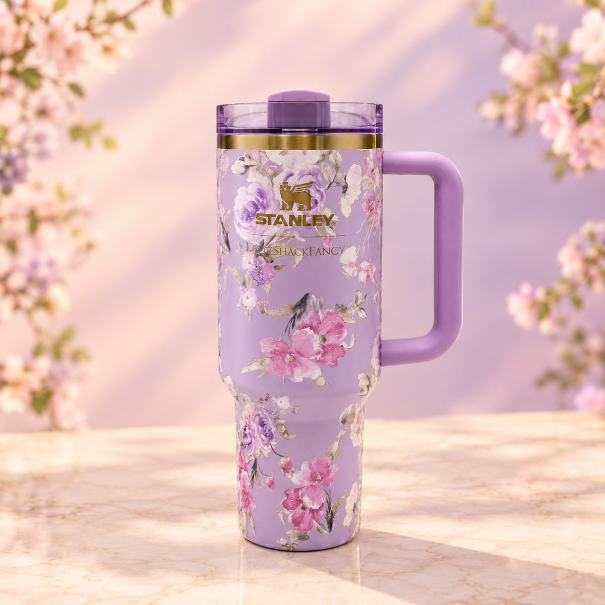 Stanley X Love Shack Fancy Cup - Happy Thoughts Quencher Rosa Beaux Purple 40 oz