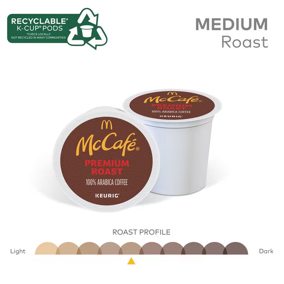 McCafe Premium Roast Coffee K-Cup Coffee Pods, Medium Roast, 24 Count For Keurig Brewers(4 pack)