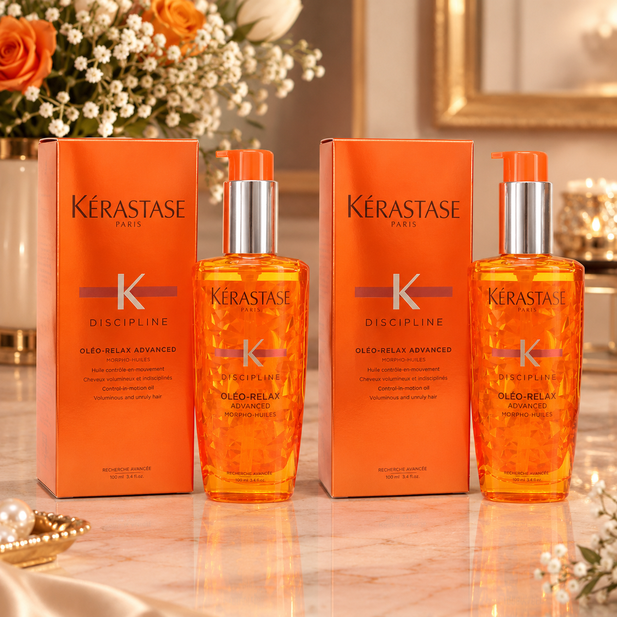 2 Pack NEW Kerastase Discipline Oleo Relax Advanced Hair Smoothing Oil 3.4oz /100ml