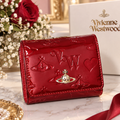 Vivienne Westwood Tri-fold Wallet Red Enamel Orb Outlet MINT With BOX