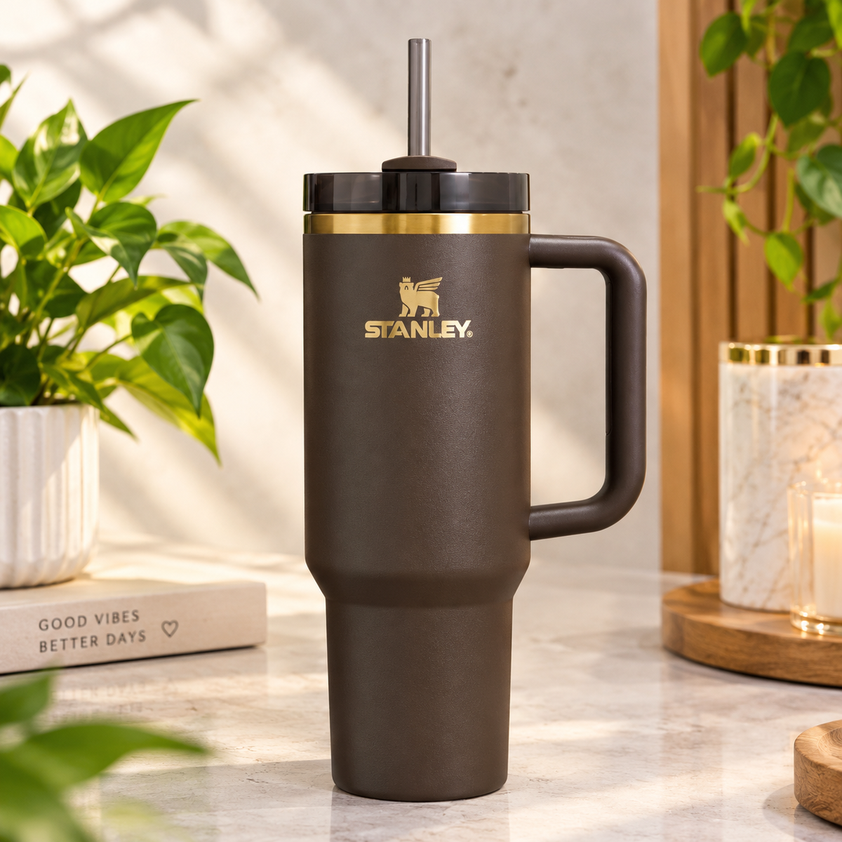Stanley Flowstate Quencher Tumbler H2.0 40oz Chocolate Gold Unused Pristine