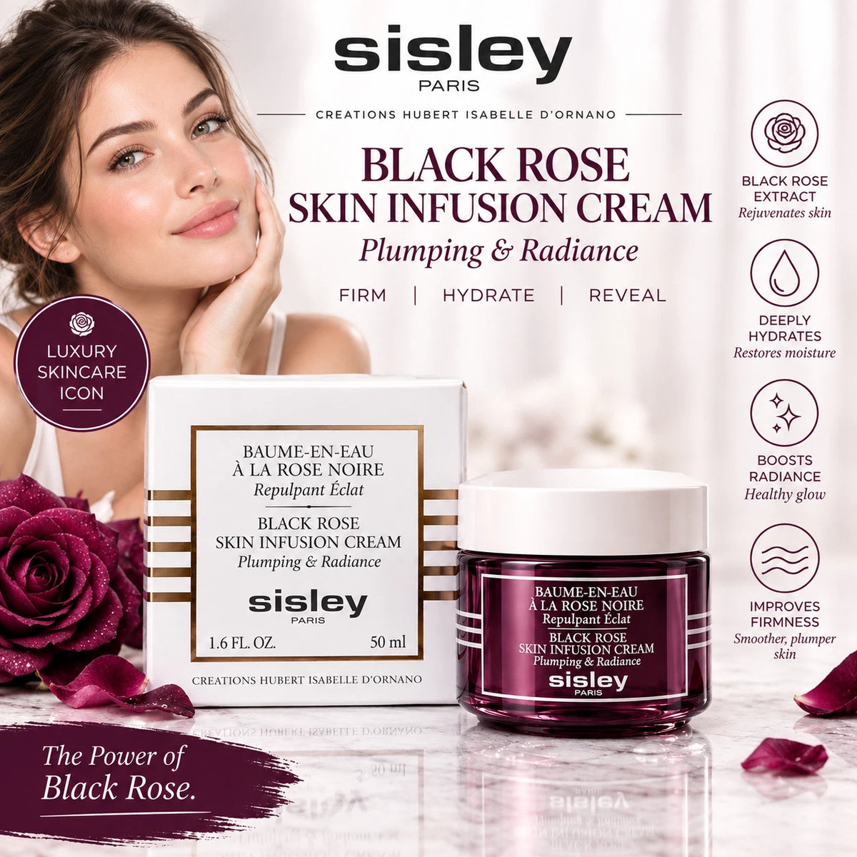 SISLEY Black Rose Skin Infusion Cream, Plumping & Radiance 1.6oz/50ml